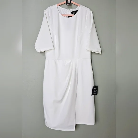 Lulus Women's Westwood White Half Sleeve Sheath Dress, Medium - Picture 12 of 14